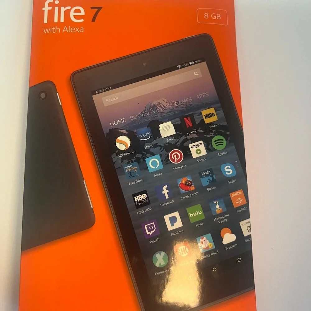 Amazon Fire 7 Tablet - Black with Orange Packaging